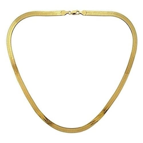 14K Gold Flat Herringbone Magic Chain Necklace 20 for Men Women Unisex Teens Image 1