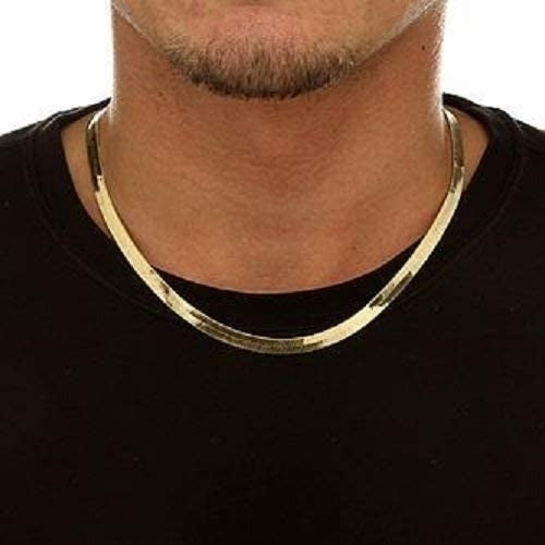 14K Gold Flat Herringbone Magic Chain Necklace 20 for Men Women Unisex Teens Image 2