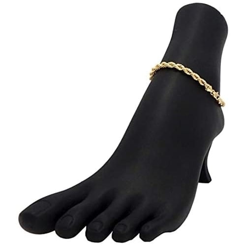 14k Yellow Gold Filled High Polish Finsh Round Rope Chain Anklet 10 inches + Jewelry Pouch for Women Teens Image 1
