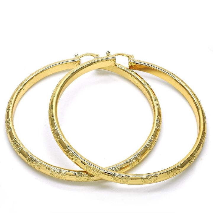 Great Gift Gold Filled High Polish Finsh  70mm Diamond Cut Bangle Style Hoop Earrings Image 1
