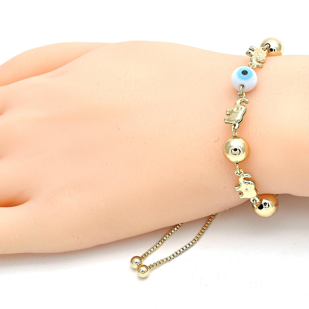 Elephant Ball Evil Eye Adjustable Bracelet 14K Gold Filled Image 1