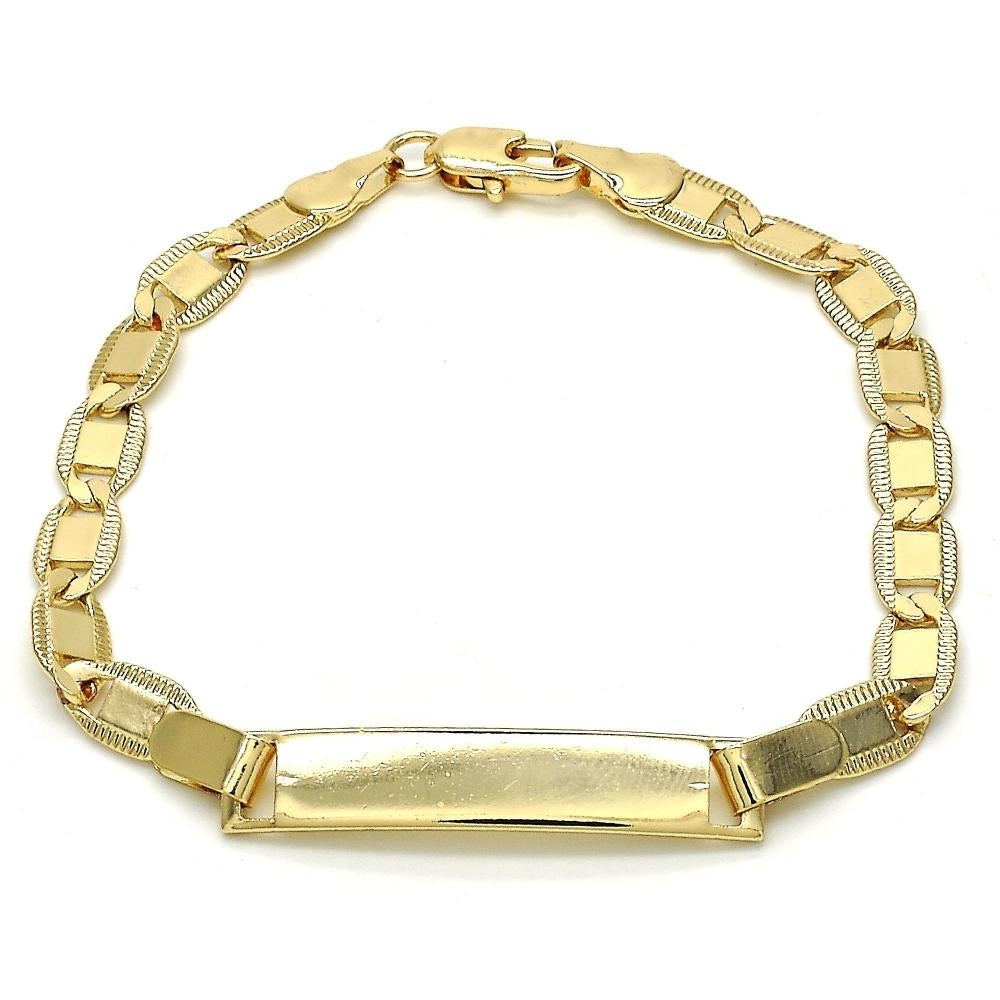 18K Gold Filled High Polish Finsh Marina/Mariner/Mariner Link ID Name Bracelet for Girls- Boys Image 1