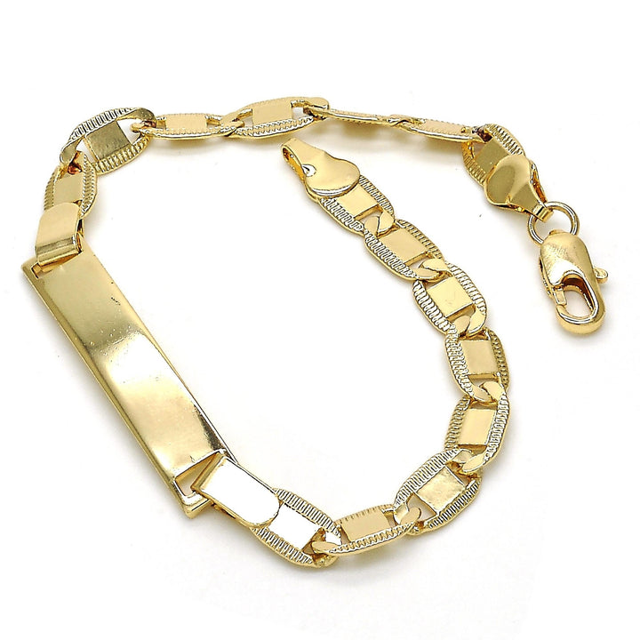 18K Gold Filled High Polish Finsh Marina/Mariner/Mariner Link ID Name Bracelet for Girls- Boys Image 2