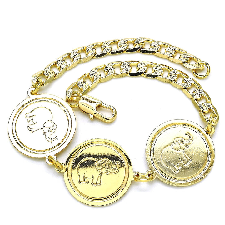 14k Gold Filled High Polish Finsh Cuban Curb Coin Bracelet 8 Elephant or Guadalupe Image 2