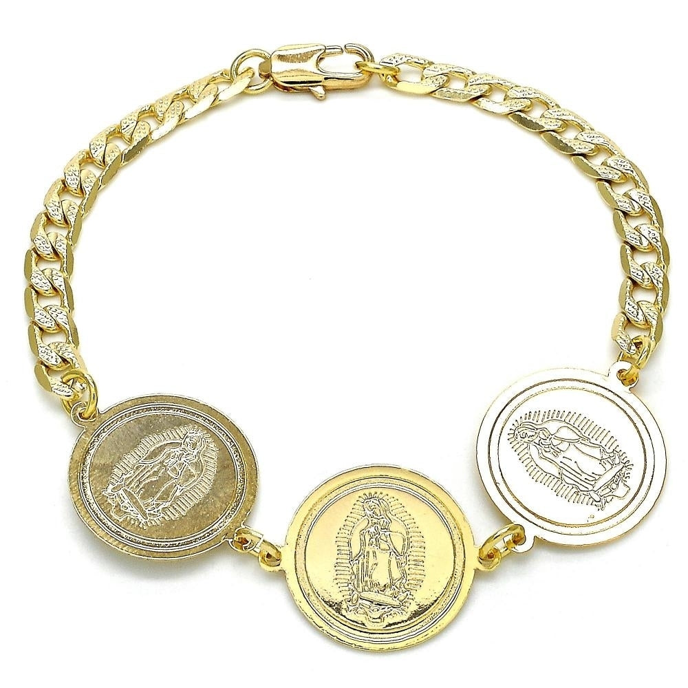 14k Gold Filled High Polish Finsh Cuban Curb Coin Bracelet 8 Elephant or Guadalupe Image 3