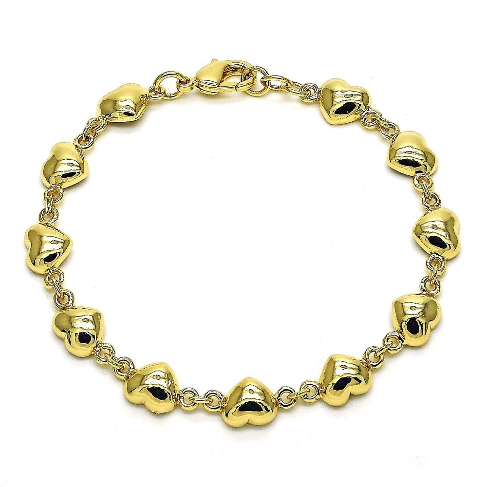 14k Gold Filled High Polish Finsh  Cute Heart Bracelet 6.5 Image 1
