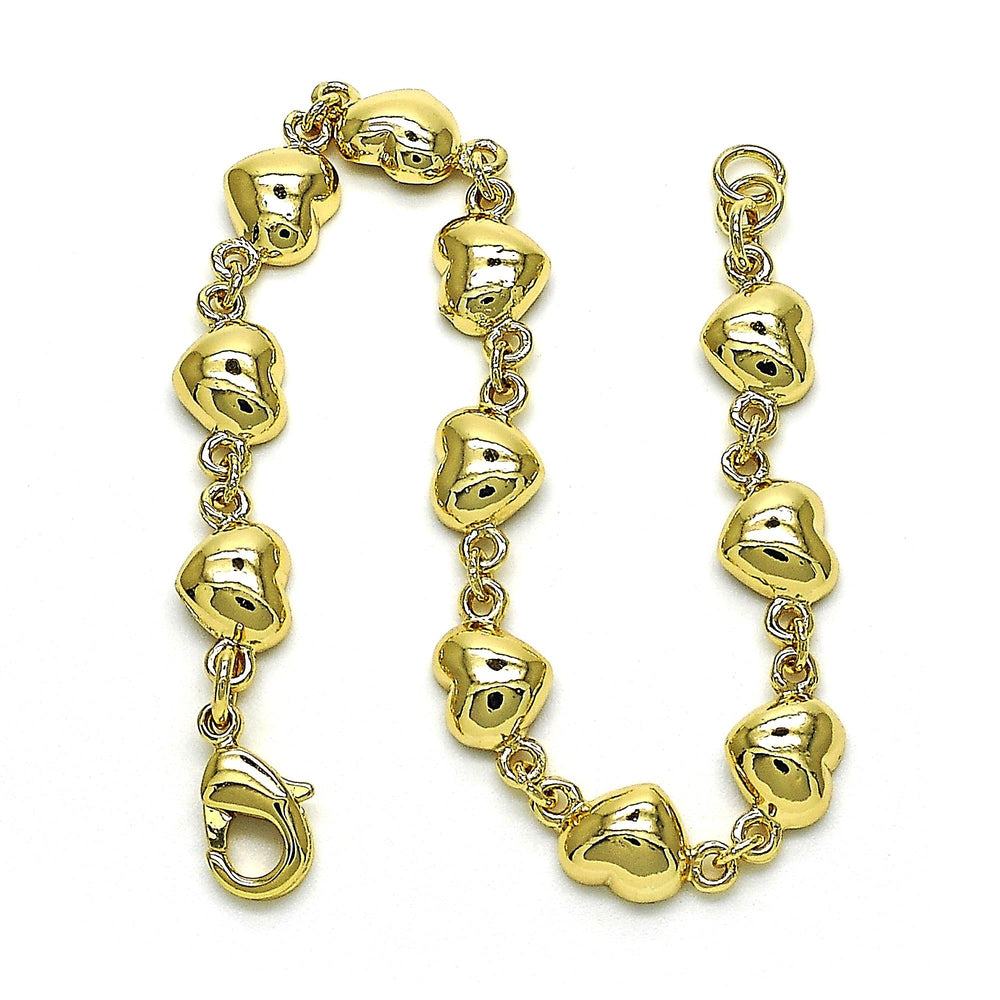14k Gold Filled High Polish Finsh  Cute Heart Bracelet 6.5 Image 2