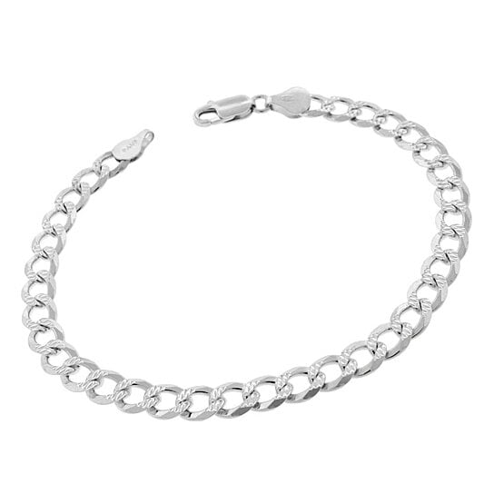 14K White Gold Filled 7mm Cuban Link Flat Chain Anklet for Women Men Curb Chain Ankle Bracelet for Women Men 10 inches Image 1