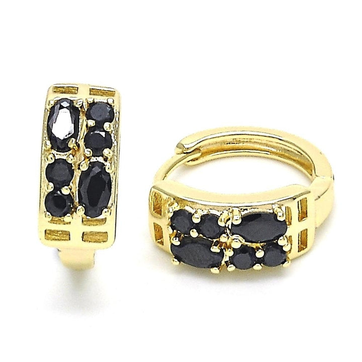 2 Options Huggie Stones Lab Created Earrings In 18K Gold Filled High Polish Finsh Image 1