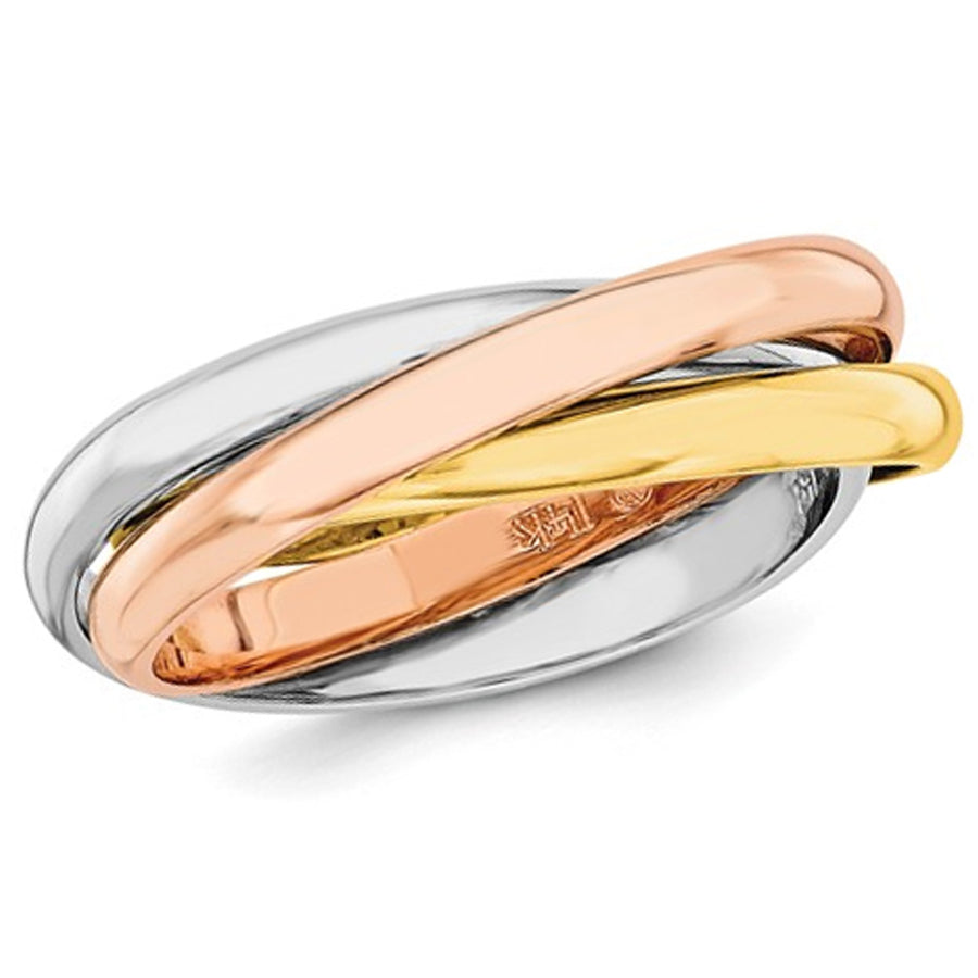 Ladies Tri-Color Yellow, Pink and White Interlocking 14K Gold Ring Image 1