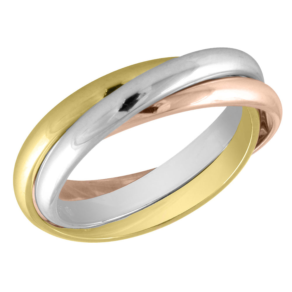 Ladies Tri-Color Yellow Pink and White Interlocking 14K Gold Ring Image 2