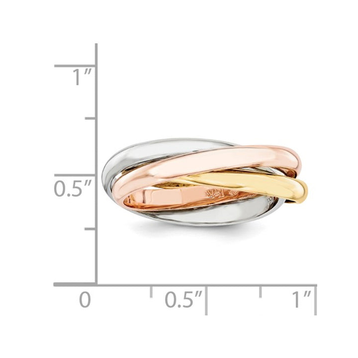 Ladies Tri-Color Yellow, Pink and White Interlocking 14K Gold Ring Image 3