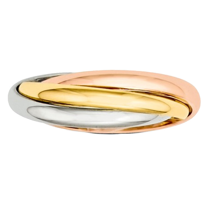 Ladies Tri-Color Yellow, Pink and White Interlocking 14K Gold Ring Image 4