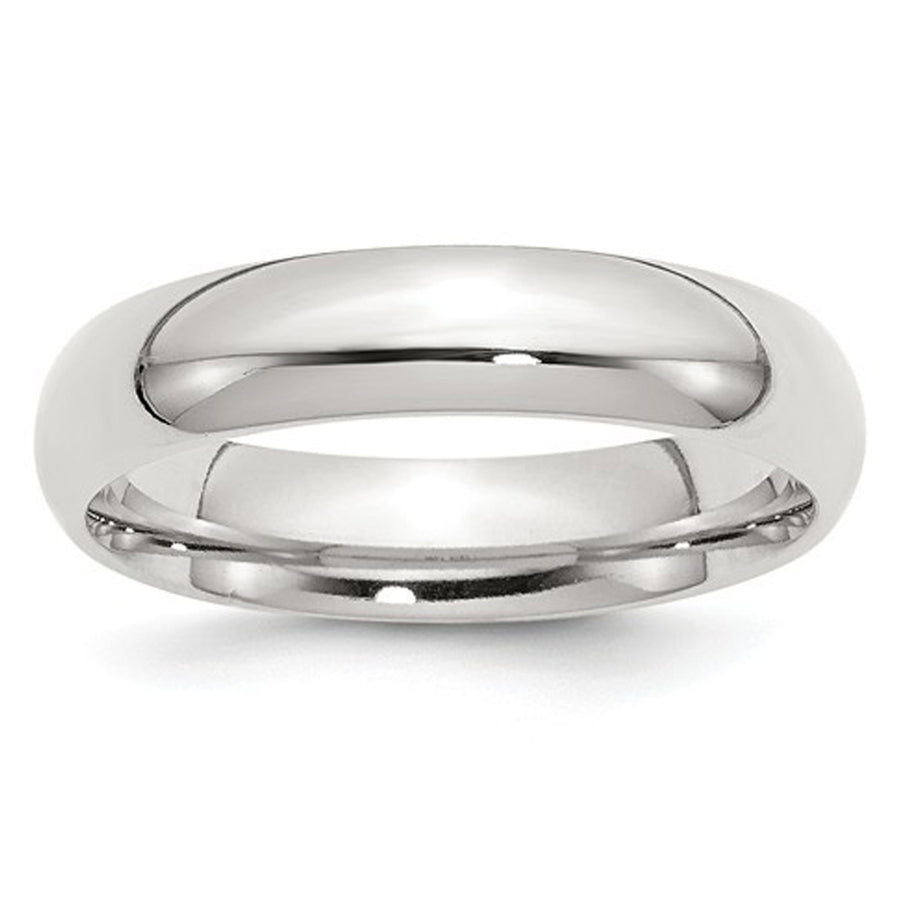 Ladies Comfort Fit 5mm Wedding Band Ring in Sterling Silver Image 1