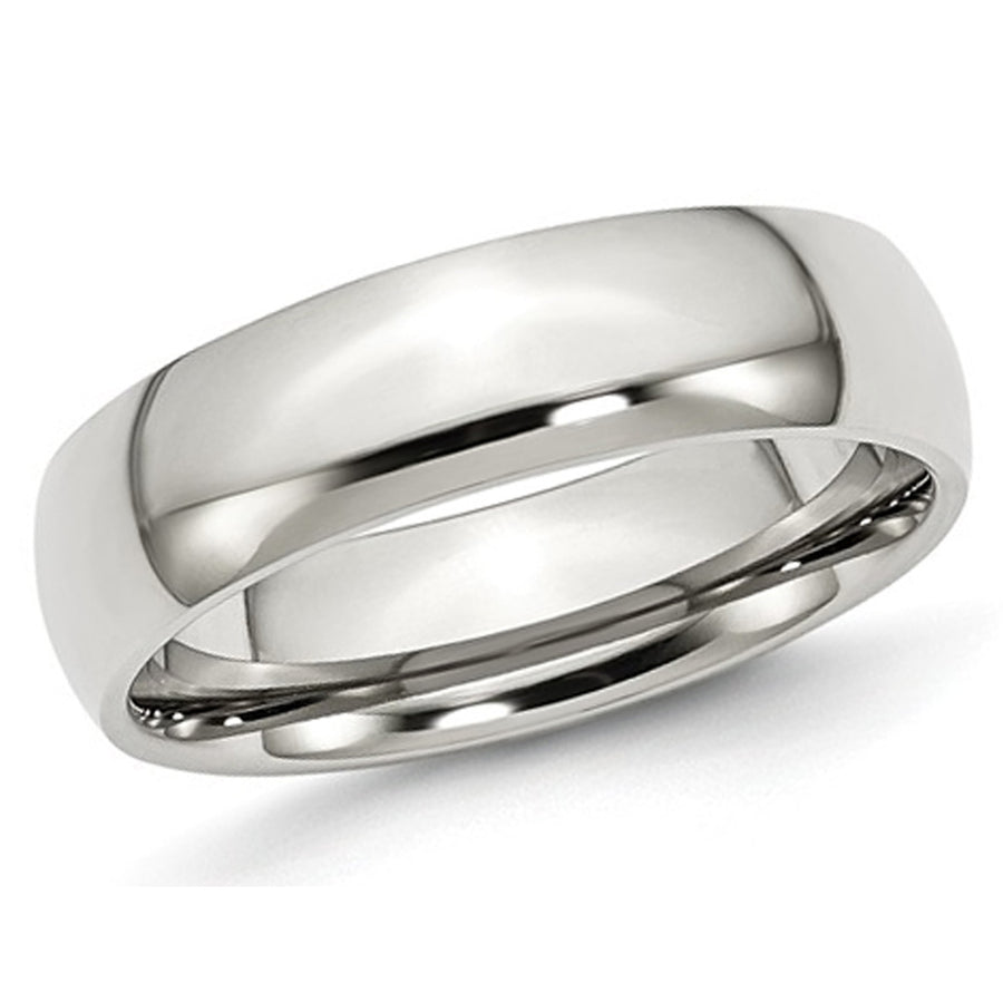 Mens Chisel 6mm Stainless Steel Wedding Band Ring Image 1