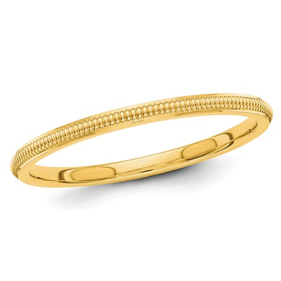 Ladies 14K Yellow Gold 1.50mm Stackable Milgrain Wedding Band Ring Image 1