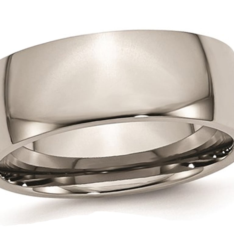 Mens Chisel 8mm Comfort Fit Titanium Wedding Band Ring Image 1