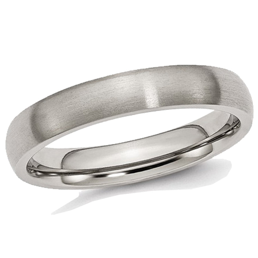 Mens 4mm Comfort Fit Titanium Wedding Band Ring Image 1