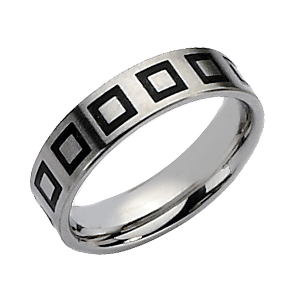 Mens 6mm Enameled Stainless Steel Comfort Fit Wedding Band Ring Image 2
