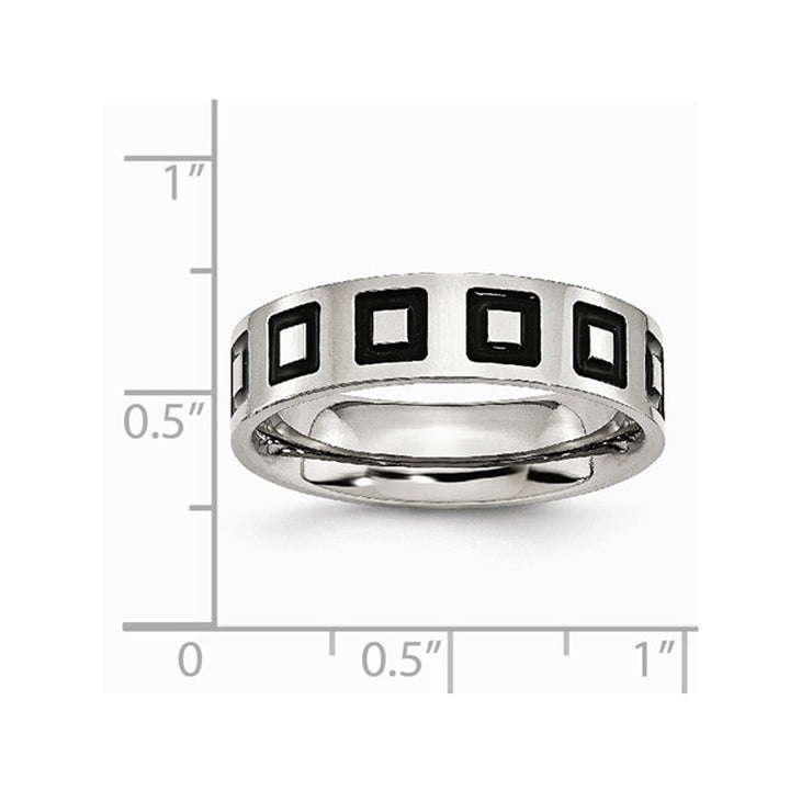 Mens 6mm Enameled Stainless Steel Comfort Fit Wedding Band Ring Image 3