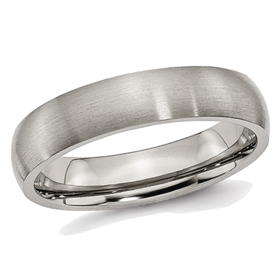 Mens Titanium 5mm Comfort Fit Wedding Band Ring Image 1