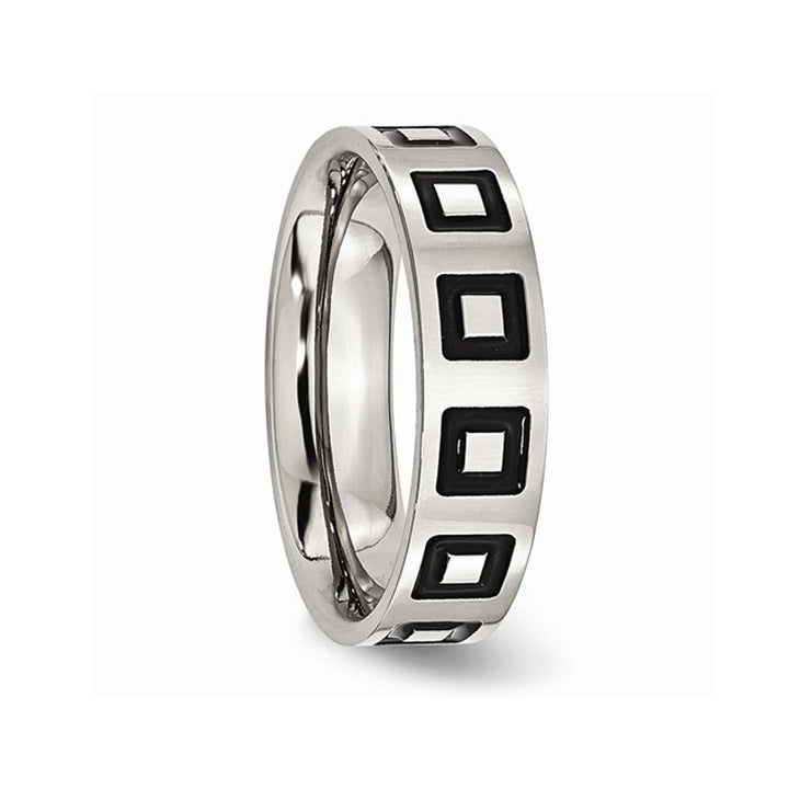 Mens 6mm Enameled Stainless Steel Comfort Fit Wedding Band Ring Image 4