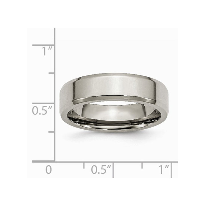Ladies or Mens Chisel 6mm Comfort Fit Titanium Wedding Band Ring with Beveled Edge Image 2