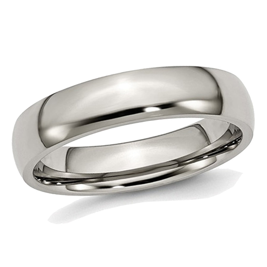 Mens Chisel Titanium 5mm Polished Wedding Band Ring Image 1