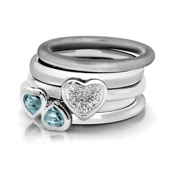 Aquamarine Double Heart Ring 2/5 Carat (ctw) in Sterling Silver Image 2