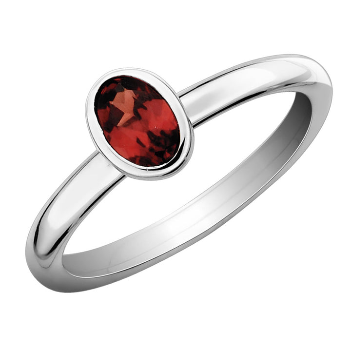 1/2 Carat (ctw) Oval Garnet Solitaire Ring in Sterling Silver Image 1
