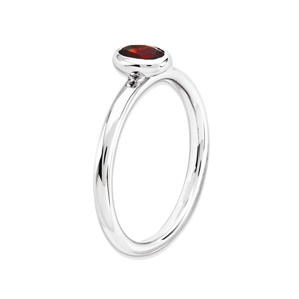 1/2 Carat (ctw) Oval Garnet Solitaire Ring in Sterling Silver Image 4