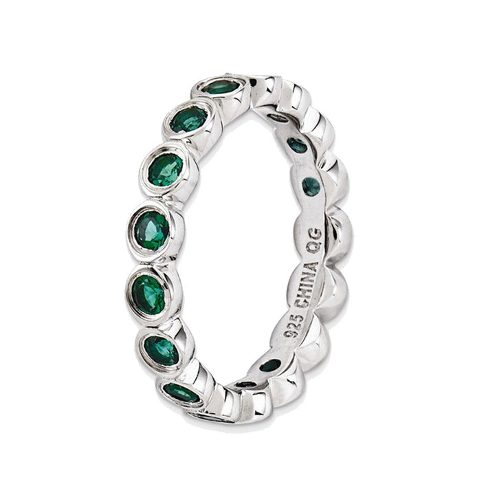 Created Emerald Ring 1.20 Carat (ctw) in Sterling Silver Image 3