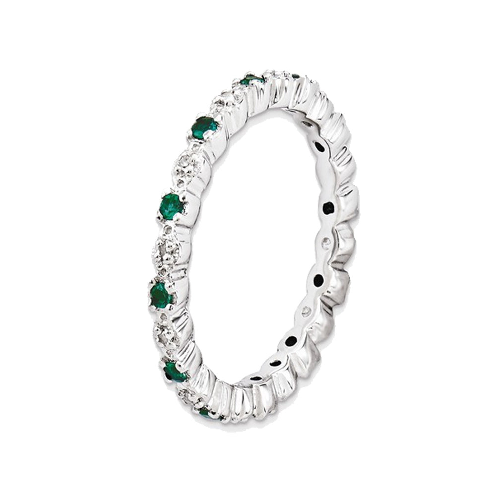 1/5 Carat (ctw) Lab-Created Emerald Eternity Band Ring in Sterling Sil ...