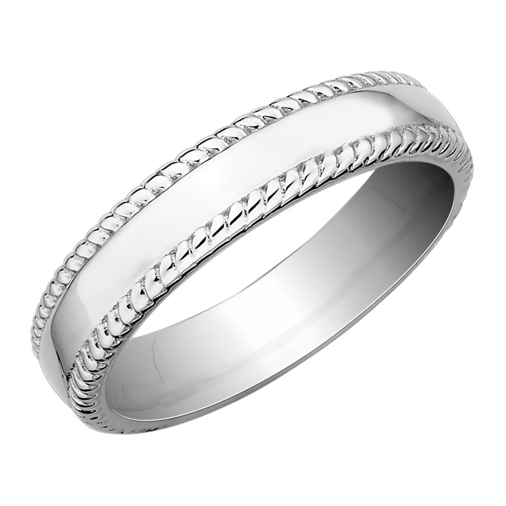 Sterling Silver Rope Edge Design Wedding Band Ring Image 1