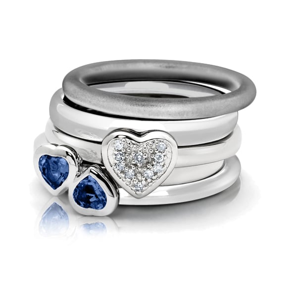Sterling Silver Rhodium Plated Stackable Polished Ring Image 2