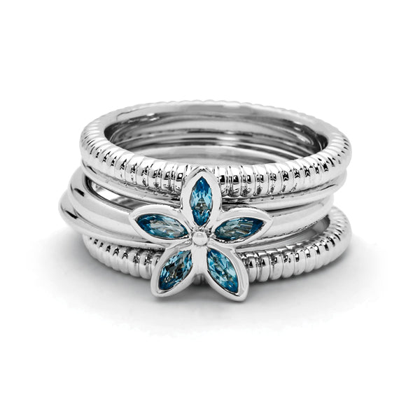 2/5 Carat (ctw) Blue Topaz Flower Ring in Sterling Silver Image 2