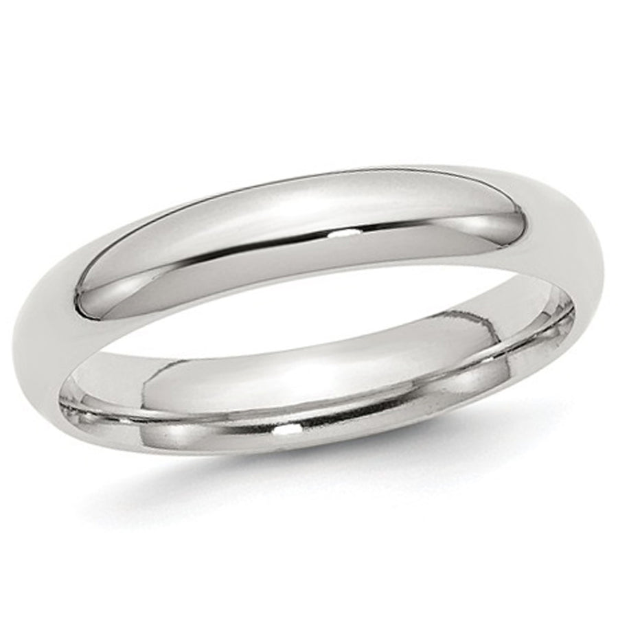 Ladies Comfort Fit 4mm Wedding Band Ring in Sterling Silver Image 1
