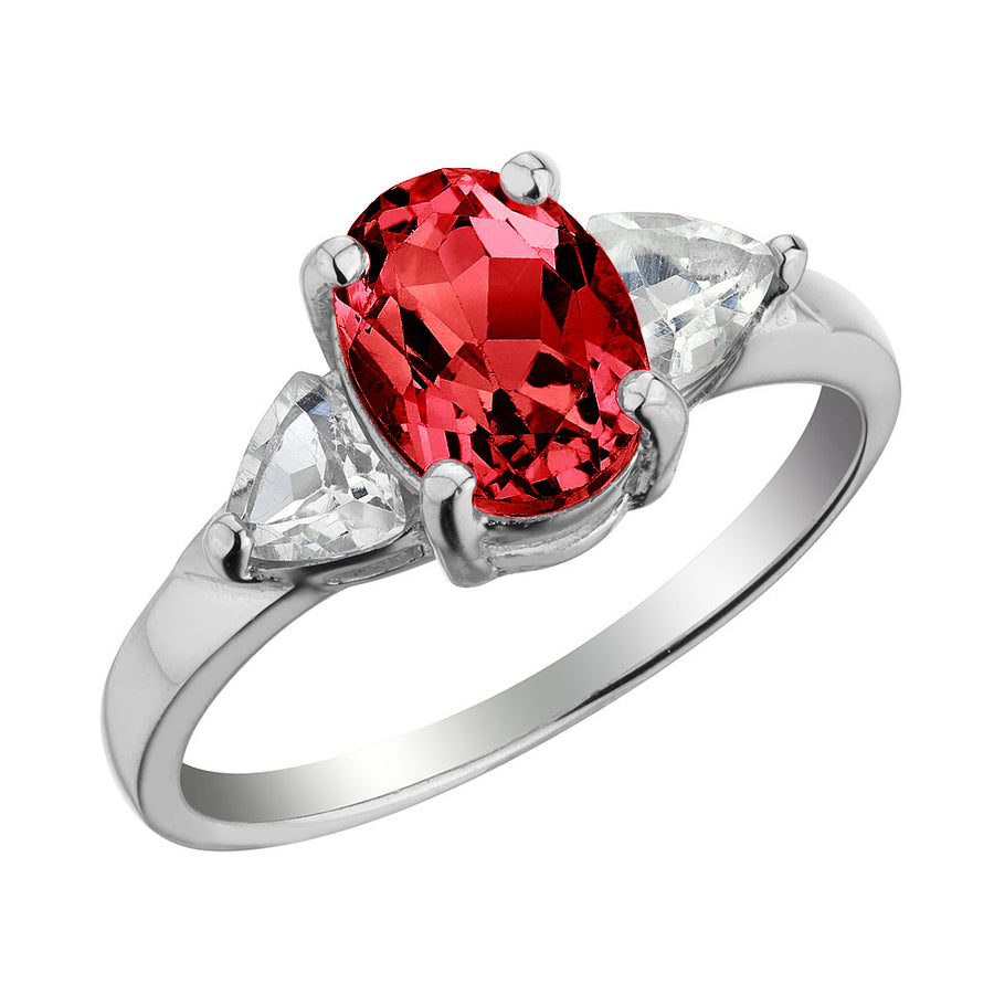 Sterling Silver Lab-Created Ruby and White Topaz Ring Image 1
