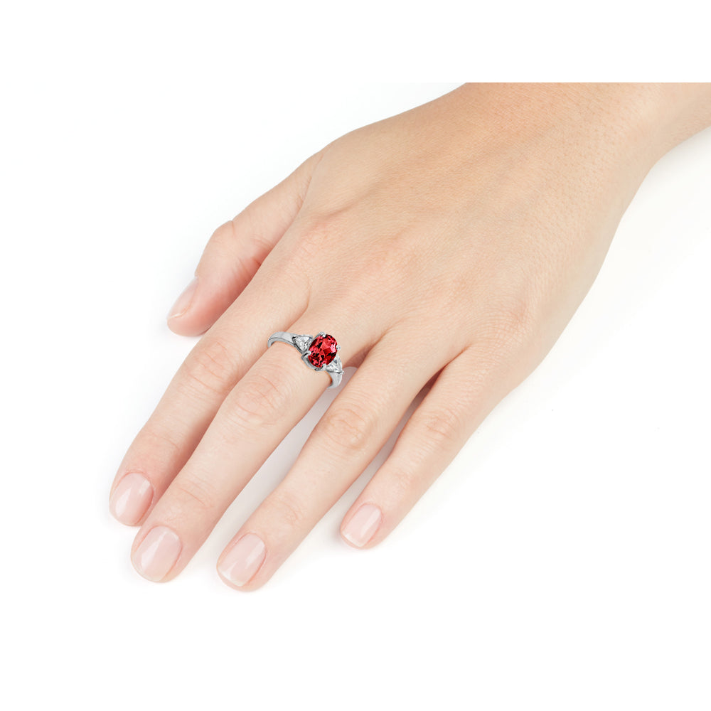 Sterling Silver Lab-Created Ruby and White Topaz Ring Image 2