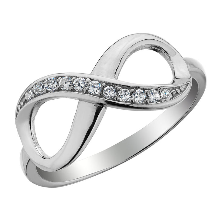 Infinity Ring with Created White Topaz in Sterling Silver Image 1