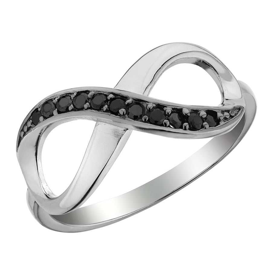 Infinity Ring with Black Diamond Accent in Sterling Silver Image 1