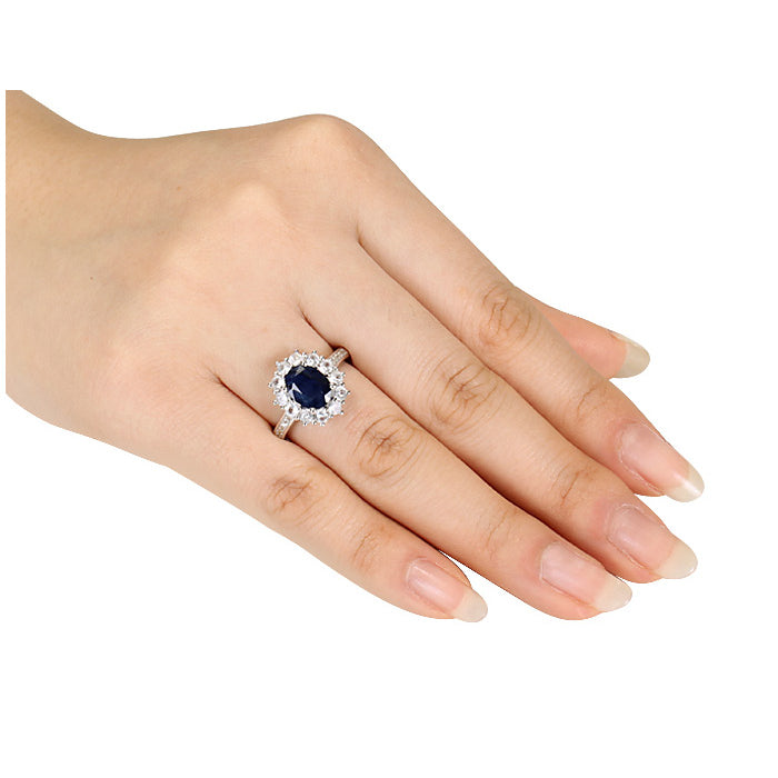 3.90 Carat (ctw) Lab-Created Blue & White Sapphire Ring in Sterling Silver Image 3