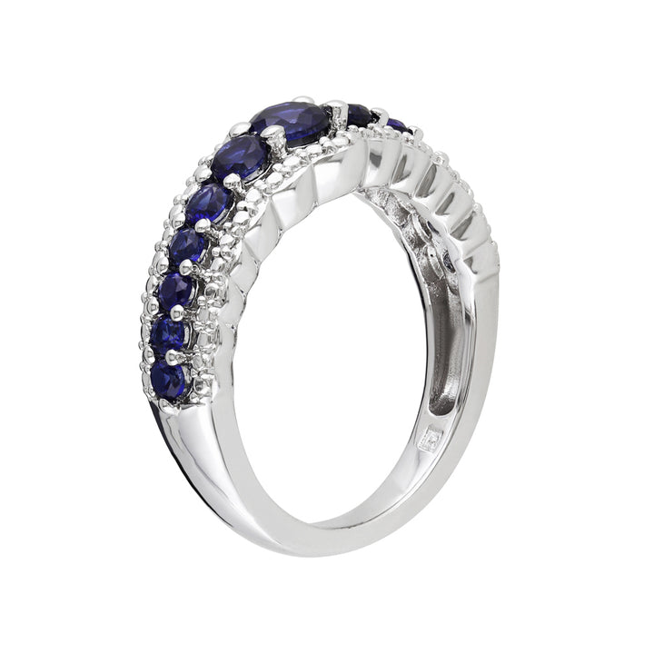 1.15 Carat (ctw) Lab-Created Blue Sapphire Ring in Sterling Silver Image 2