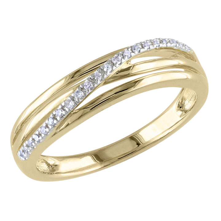 Diamond Crossover Ring in Yellow Plated Sterling Silver Image 1