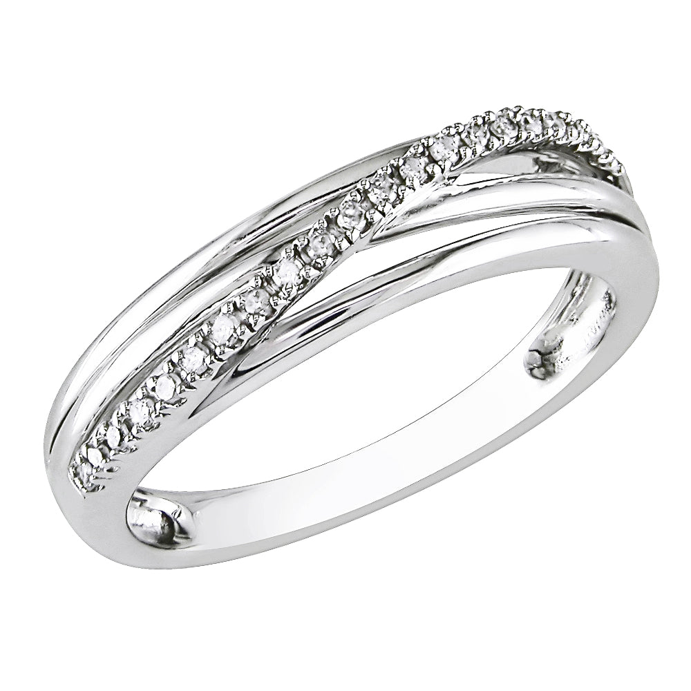 Accent Diamond Crossover Promise Ring in Sterling Silver Image 1
