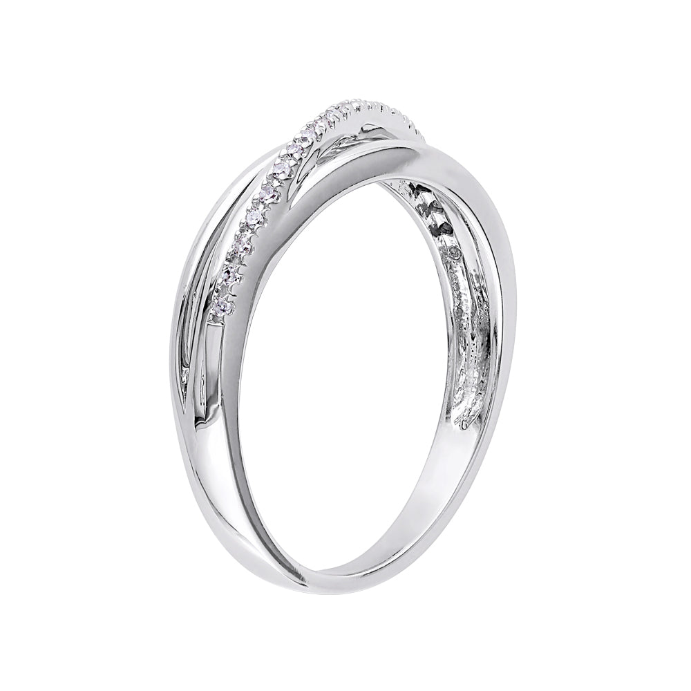 Accent Diamond Crossover Promise Ring in Sterling Silver Image 2