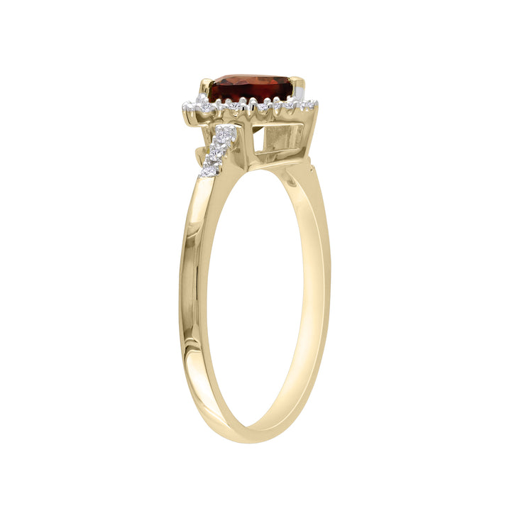 Garnet and Diamond Heart Ring 4/5 Carat (ctw) in 10K Yellow Gold Image 2