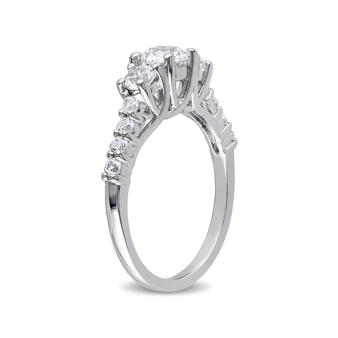 1.40 Carat (ctw) Three-Stone Lab-Created White Sapphire Ring in Sterling Silver Image 2
