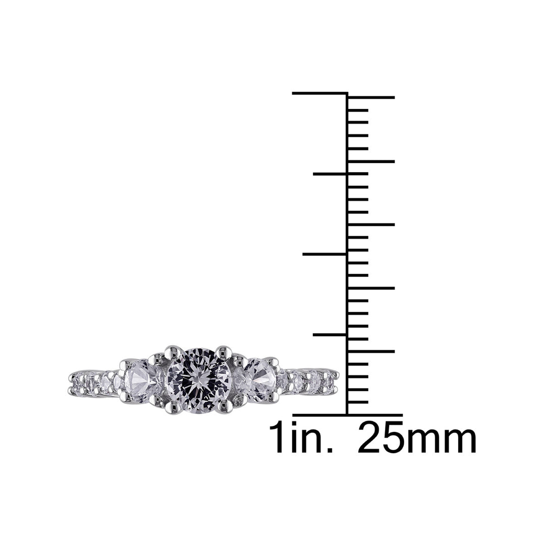 1.40 Carat (ctw) Three-Stone Lab-Created White Sapphire Ring in Sterling Silver Image 4