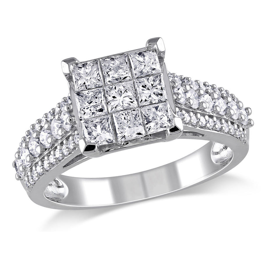 1 1/2 Carat (ctw G-H I2-I3) Princess-Cut Diamond Engagement Ring in 10K White Gold Image 1